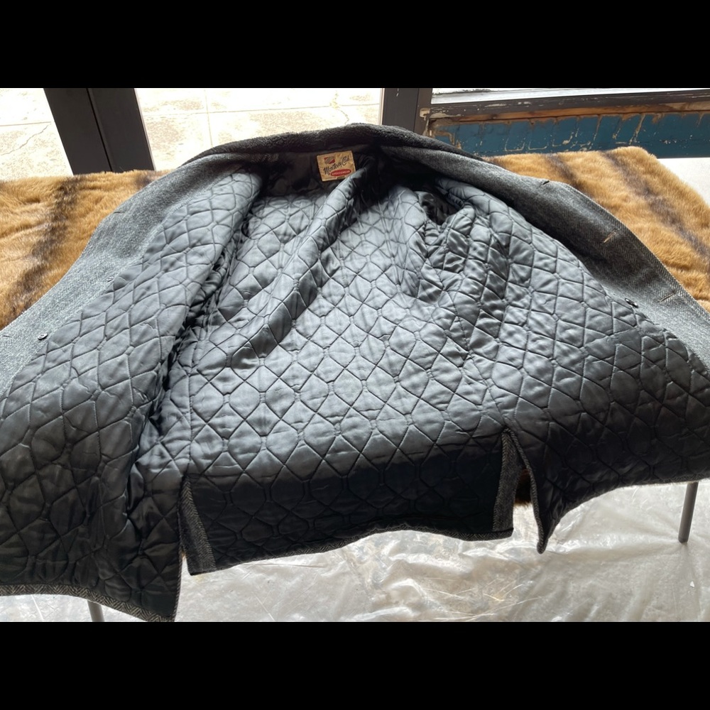 Vintage Monterey Club Grey Herringbone Over Coat - Picture 9 of 9
